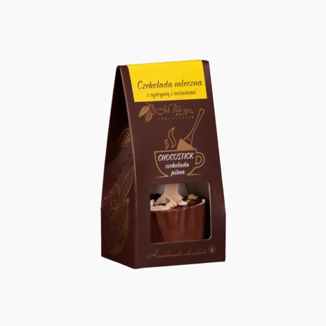 Czekolada Mleczna 33,6 % z nutą cytryny i wiśni 40g